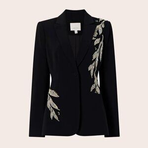 Cinq à Sept Crystal Floral Embellished Cheyenne Blazer, US 00